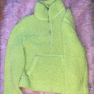 Neon highlighter furry jacket